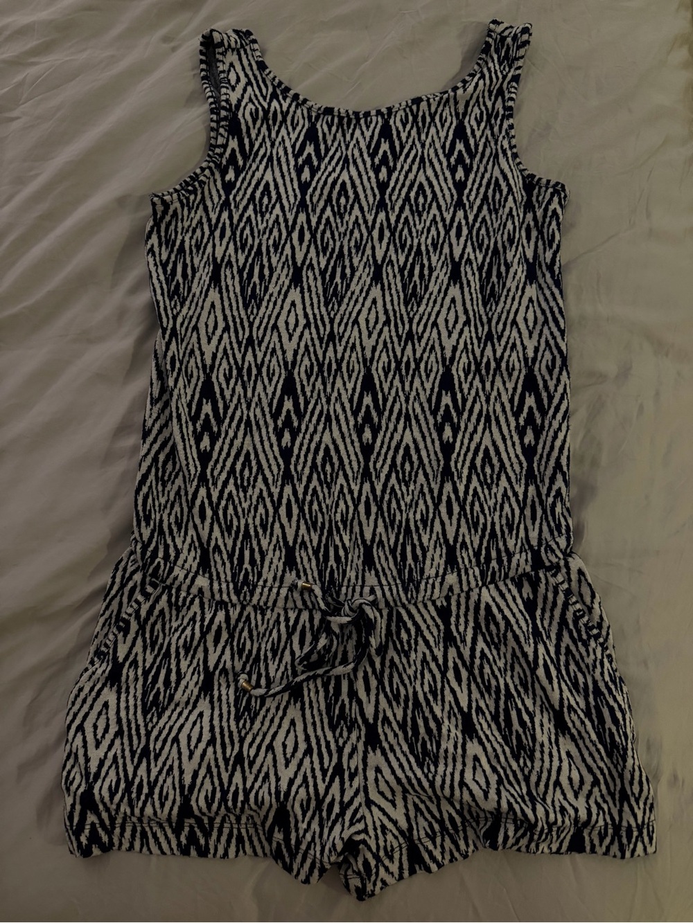 Tart Black and White Diamond-Print Sleeveless Romper